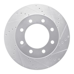 Dodge Ram 3500 Brake Rotor (1) - Front Right - R1 Concepts - Drilled & Slotted - Silver - `09-`25